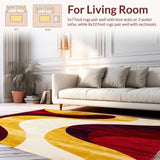 Ultra Soft Area Rug, Non Slip, Stain Resistant, Washable Area Rugs for Living Room, Bedroom, Burgundy Swirl Kitchen Rug Set Abstract Art Foam Floor Carpet Piece(Yellow)