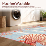 Ultra Soft Area Rug, Non Slip, Stain Resistant, Washable Area Rugs for Living Room, Bedroom, Vibrant Marine Life Textured Surface(Blue)