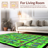 Ultra Soft Area Rug, Non Slip, Stain Resistant, Washable Area Rugs for Living Room, Bedroom, City-Themed Green Educational Playroom Carpet(Blue)