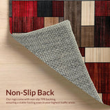 Ultra Soft Area Rug, Non Slip, Stain Resistant, Washable Area Rugs for Living Room, Bedroom, Harvest-Inspired Abstract Warm Tones(Red)