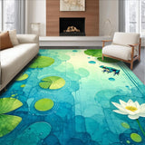 Ultra Soft Area Rug, Non Slip, Stain Resistant, Washable Area Rugs for Living Room, Bedroom, Whimsical Frog Pond Rug with Playful Lily Pads and Water Ripple Design(Blue)