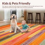 Ultra Soft Area Rug, Non Slip, Stain Resistant, Washable Area Rugs for Living Room, Bedroom, Lively Multicolor Woven Texture(Orange)