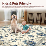 Sophisticated Area Featuring Elegant Beige and Blue Floral Designs(Beige)