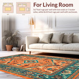 Ultra Soft Area Rug, Non Slip, Stain Resistant, Washable Area Rugs for Living Room, Bedroom, Whimsical Color Block Arrangement(Orange)