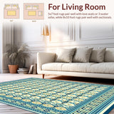 Ultra Soft Area Rug, Non Slip, Stain Resistant, Washable Area Rugs for Living Room, Bedroom, Symmetrical Trellis for Living(Blue)
