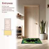 Ultra Soft Area Rug, Non Slip, Stain Resistant, Washable Area Rugs for Living Room, Bedroom, Chic Minimalist Insect Print(Green)