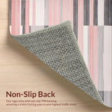 Ultra Soft Area Rug, Non Slip, Stain Resistant, Washable Area Rugs for Living Room, Bedroom, Chic Blush Geometric Elegance(Gray)