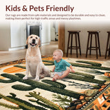 Ultra Soft Area Rug, Non Slip, Stain Resistant, Washable Area Rugs for Living Room, Bedroom, Whimsical Cactus Rainbow Aesthetic(Orange)