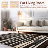 Ultra Soft Area Rug, Non Slip, Stain Resistant, Washable Area Rugs for Living Room, Bedroom, Stylish Modernist Zebra Aesthetic(Brown)