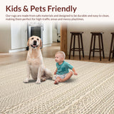 Ultra Soft Area Rug, Non Slip, Stain Resistant, Washable Area Rugs for Living Room, Bedroom, Coastal Inspired Braided Jute Design(Beige)