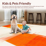 Ultra Soft Area Rug, Non Slip, Stain Resistant, Washable Area Rugs for Living Room, Bedroom, Dynamic Linear Color Block Arrangement(White)