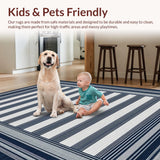 Ultra Soft Area Rug, Non Slip, Stain Resistant, Washable Area Rugs for Living Room, Bedroom, Serene Earth Toned Lattice Style(Blue)