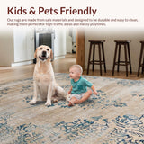 Ultra Soft Area Rug, Non Slip, Stain Resistant, Washable Area Rugs for Living Room, Bedroom, Chic Soft Neutral Medallion Design(Beige)