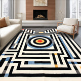 Ultra Soft Area Rug, Non Slip, Stain Resistant, Washable Area Rugs for Living Room, Bedroom, Vivid Geometric Fantasy Motif(Black)