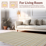 Ultra Soft Area Rug, Non Slip, Stain Resistant, Washable Area Rugs for Living Room, Bedroom, Contemporary Neutral Lattice Pattern(Beige)