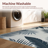 Ultra Soft Area Rug, Non Slip, Stain Resistant, Washable Area Rugs for Living Room, Bedroom, Lightweight Coastal Leaf Design(Gray)