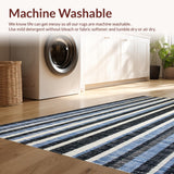 Ultra Soft Area Rug, Non Slip, Stain Resistant, Washable Area Rugs for Living Room, Bedroom, Black and White Striped Festive Decor(Blue)