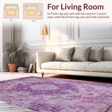 Ultra Soft Area Rug, Non Slip, Stain Resistant, Washable Area Rugs for Living Room, Bedroom, Classic Tiled Earthy Essence(Pink)