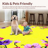 Ultra Soft Area Rug, Non Slip, Stain Resistant, Washable Area Rugs for Living Room, Bedroom, Charming Pastel Floral Medley(Yellow)