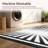 Ultra Soft Area Rug, Non Slip, Stain Resistant, Washable Area Rugs for Living Room, Bedroom, Modern Jungle Theme Flooring With Striking Monochromatic Optical Illusion(Black)