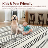 Ultra Soft Area Rug, Non Slip, Stain Resistant, Washable Area Rugs for Living Room, Bedroom, Contemporary Minimalist Symmetrical Design(Black)