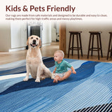Ultra Soft Area Rug, Non Slip, Stain Resistant, Washable Area Rugs for Living Room, Bedroom, Modern Geometric Blue Hues(Blue)