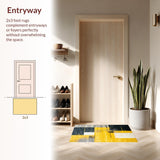 Ultra Soft Area Rug, Non Slip, Stain Resistant, Washable Area Rugs for Living Room, Bedroom, Bold Geometric Yellow Harmony(Yellow)