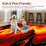 Ultra Soft Area Rug, Non Slip, Stain Resistant, Washable Area Rugs for Living Room, Bedroom, Captivating Molten Rock Display(Red)