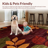 Ultra Soft Area Rug, Non Slip, Stain Resistant, Washable Area Rugs for Living Room, Bedroom, Charming Autumn Color Palette(Maroon)