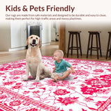 Ultra Soft Area Rug, Non Slip, Stain Resistant, Washable Area Rugs for Living Room, Bedroom, Rustic Warm Earthy Floral Theme(White)