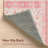 Ultra Soft Area Rug, Non Slip, Stain Resistant, Washable Area Rugs for Living Room, Bedroom, Chic Blush Pink Floral Motif(Pink)