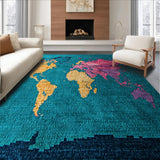 Ultra Soft Area Rug, Non Slip, Stain Resistant, Washable Area Rugs for Living Room, Bedroom, World Map Multicolor Bedroom Meditation Carpet(Blue)