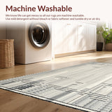 Ultra Soft Area Rug, Non Slip, Stain Resistant, Washable Area Rugs for Living Room, Bedroom, Modern Monochrome Print Runner Boho Grey Beige Style(Gray)