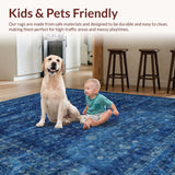 Ultra Soft Area Rug, Non Slip, Stain Resistant, Washable Area Rugs for Living Room, Bedroom, Elegant Scallop Carpet(Blue)