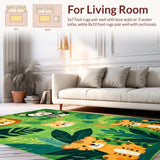 Ultra Soft Area Rug, Non Slip, Stain Resistant, Washable Area Rugs for Living Room, Bedroom, Charming Animal Safari Aesthetic(Green)