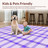 Ultra Soft Area Rug, Non Slip, Stain Resistant, Washable Area Rugs for Living Room, Bedroom, Youthful Elegant Lattice Arrangement(Purple)