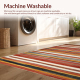 Ultra Soft Area Rug, Non Slip, Stain Resistant, Washable Area Rugs for Living Room, Bedroom, Rustic Earthy Striped Motif(Red)