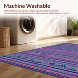 Ultra Soft Area Rug, Non Slip, Stain Resistant, Washable Area Rugs for Living Room, Bedroom, Eclectic Multi-Hued Ethnic Motif(Purple)