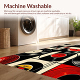 Ultra Soft Area Rug, Non Slip, Stain Resistant, Washable Area Rugs for Living Room, Bedroom, Farmhouse Record Outdoor Mat with Nostalgic Design(Red)