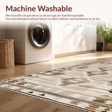 Ultra Soft Area Rug, Non Slip, Stain Resistant, Washable Area Rugs for Living Room, Bedroom, Chic Scalloped Textured Motif(Beige)