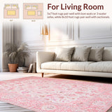 Ultra Soft Area Rug, Non Slip, Stain Resistant, Washable Area Rugs for Living Room, Bedroom, Serene Minimalist Blooming Aesthetic(Pink)