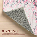 Ultra Soft Area Rug, Non Slip, Stain Resistant, Washable Area Rugs for Living Room, Bedroom, Rustic Gray Flower Arrangement(Pink)
