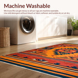 Ultra Soft Area Rug, Non Slip, Stain Resistant, Washable Area Rugs for Living Room, Bedroom, Luxurious Color Block Design(Orange)