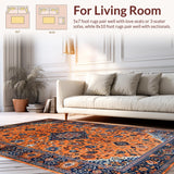 Ultra Soft Area Rug, Non Slip, Stain Resistant, Washable Area Rugs for Living Room, Bedroom, Elegant Minimalist Ogee Pattern Mix(Orange)