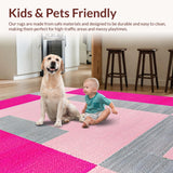Ultra Soft Area Rug, Non Slip, Stain Resistant, Washable Area Rugs for Living Room, Bedroom, Engaging Educational Playful Layout(Pink)