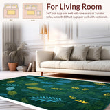 Ultra Soft Area Rug, Non Slip, Stain Resistant, Washable Area Rugs for Living Room, Bedroom, Contemporary Dark Green Patterns(Green)