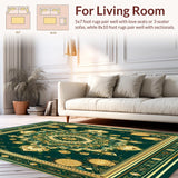 Ultra Soft Area Rug, Non Slip, Stain Resistant, Washable Area Rugs for Living Room, Bedroom, with Ornate(Green)