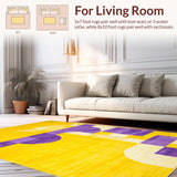 Ultra Soft Area Rug, Non Slip, Stain Resistant, Washable Area Rugs for Living Room, Bedroom, Happy Artistic Textured Style(Yellow)