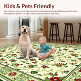 Ultra Soft Area Rug, Non Slip, Stain Resistant, Washable Area Rugs for Living Room, Bedroom, Chic Vibrant Botanical Arrangement(Ivory)