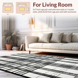 Ultra Soft Area Rug, Non Slip, Stain Resistant, Washable Area Rugs for Living Room, Bedroom, Entryway Accent Rug: Graphic Stripe Woven Floor Covering(Black)